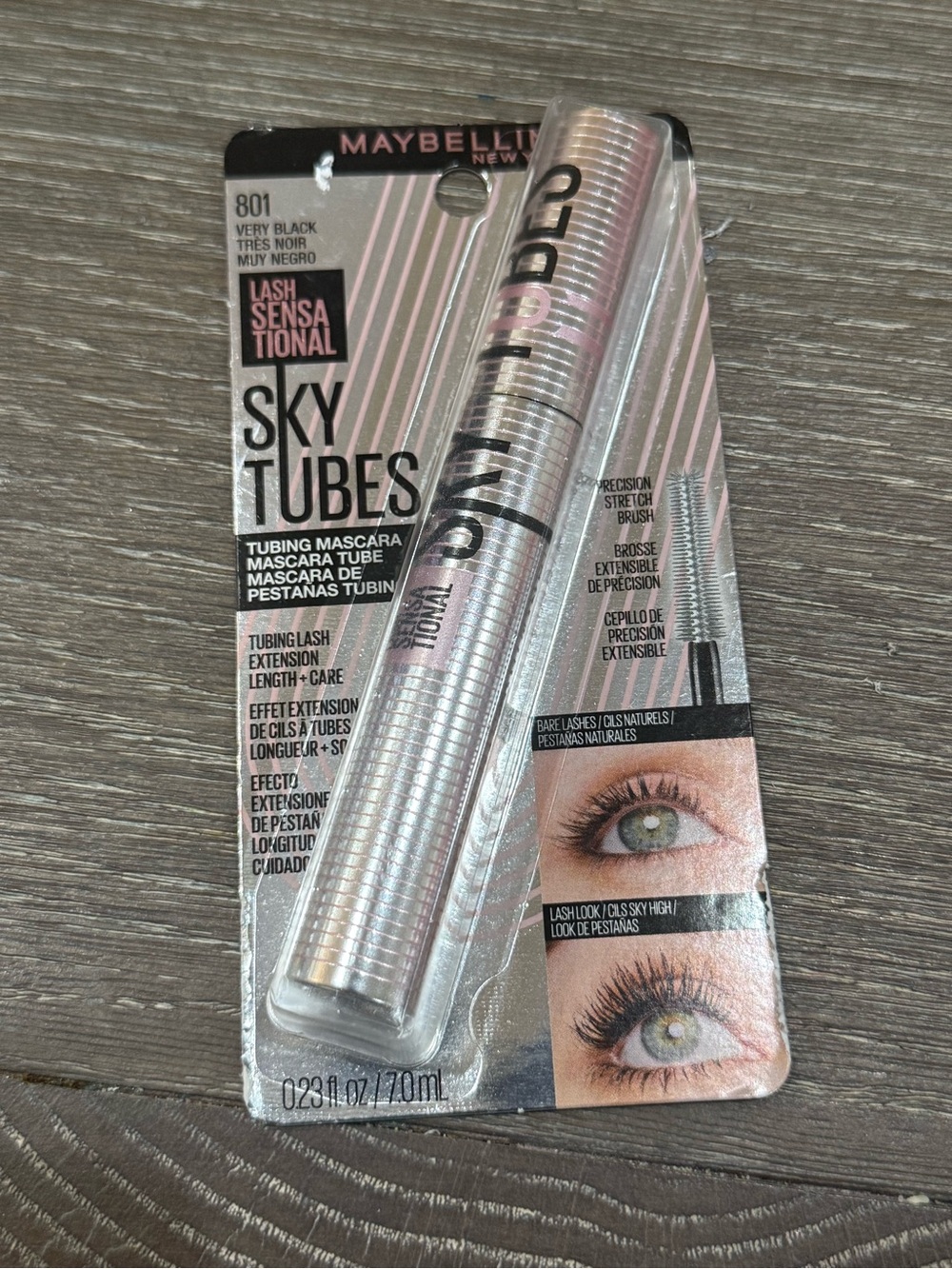 New Maybelline Lash Sensational Sky Tubes Tubing Mascara 801 Very Black